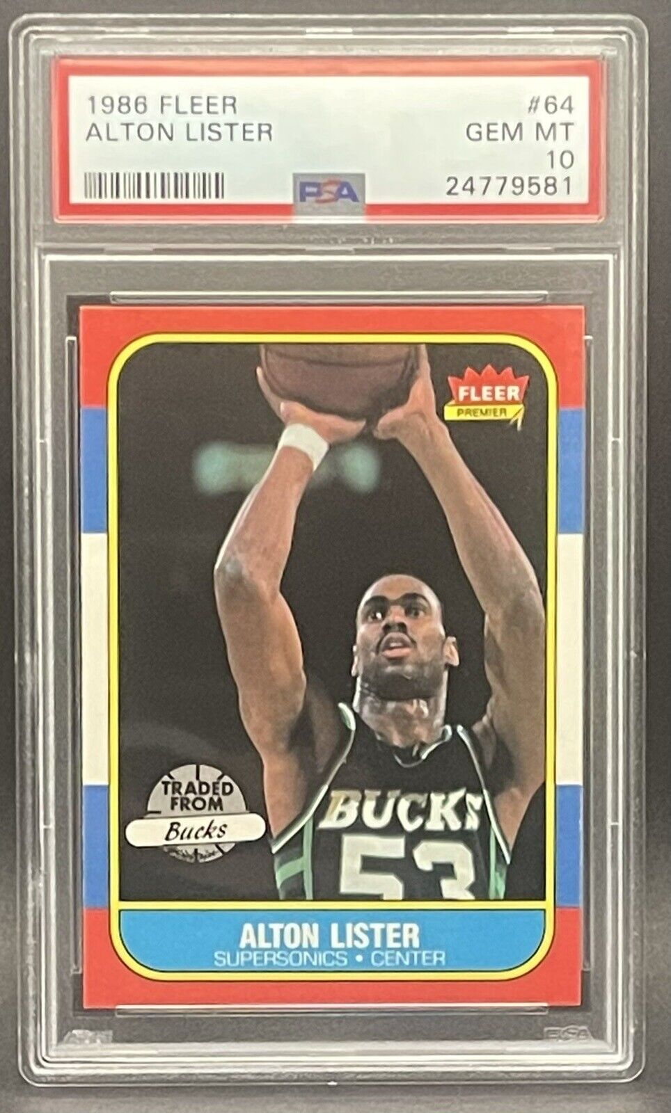 1986 Fleer #64 Alton Lister BUCKS PSA 10 GEM MINT