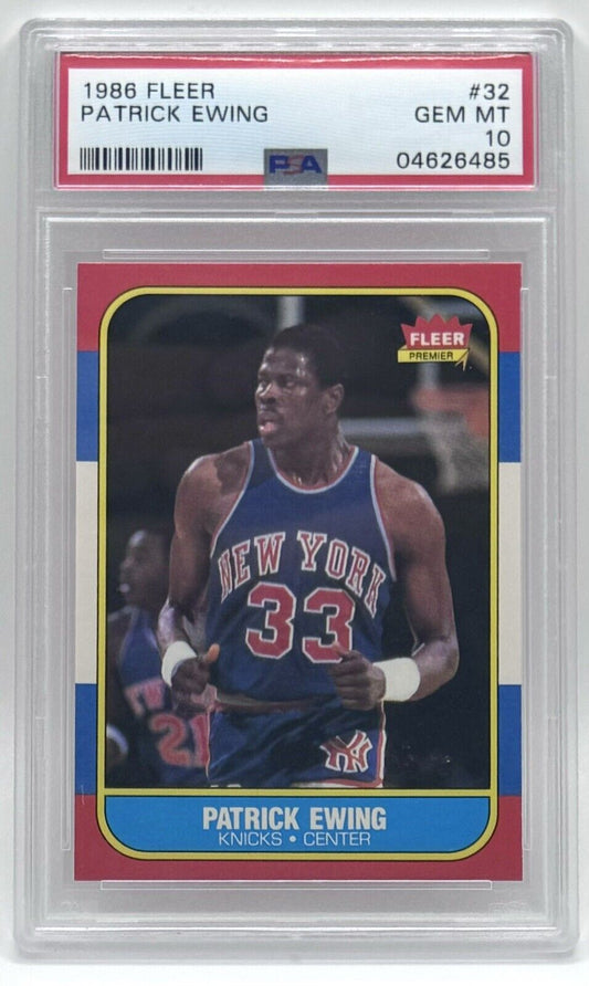 1986 Fleer #32 Patrick Ewing Rookie Card PSA 10 GEM MINT