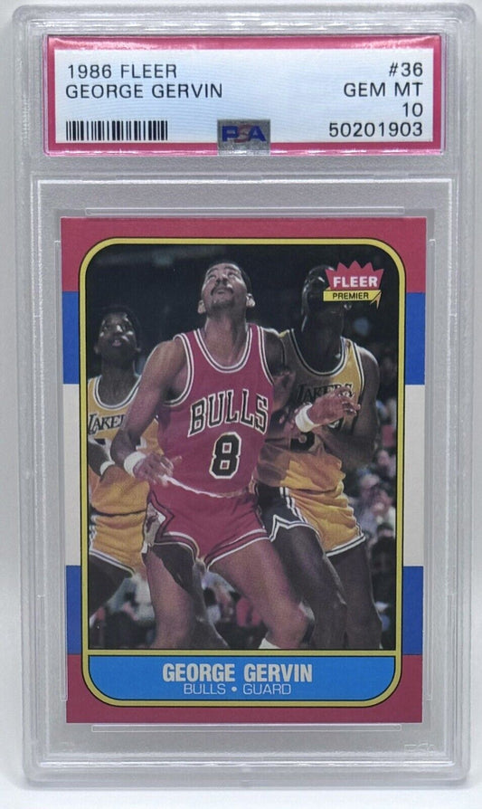 1986 Fleer #36 George Gervin PSA 10 Gem Mint